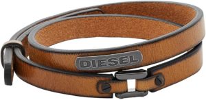 Bracelet double Stacked pour homme Diesel en cuir marron DX0984040