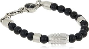 Bracelet pour homme Diesel Only The Brave boules agates DX0847040 noires et perles silver