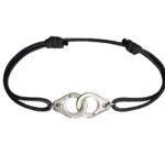 Bracelet menotte avec cordon fin noir en coton - Les bijoux de Paulette