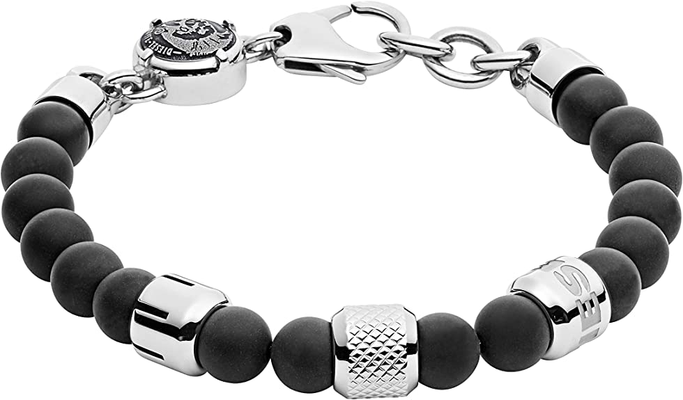Bracelet en perles Agate Diesel - Silver et noir - DX1023040