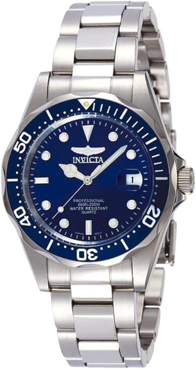 Montre Invicta Pro Diver pour homme en acier inoxydable avec cadran bleu et bracelet argent - 9204 - 37mm